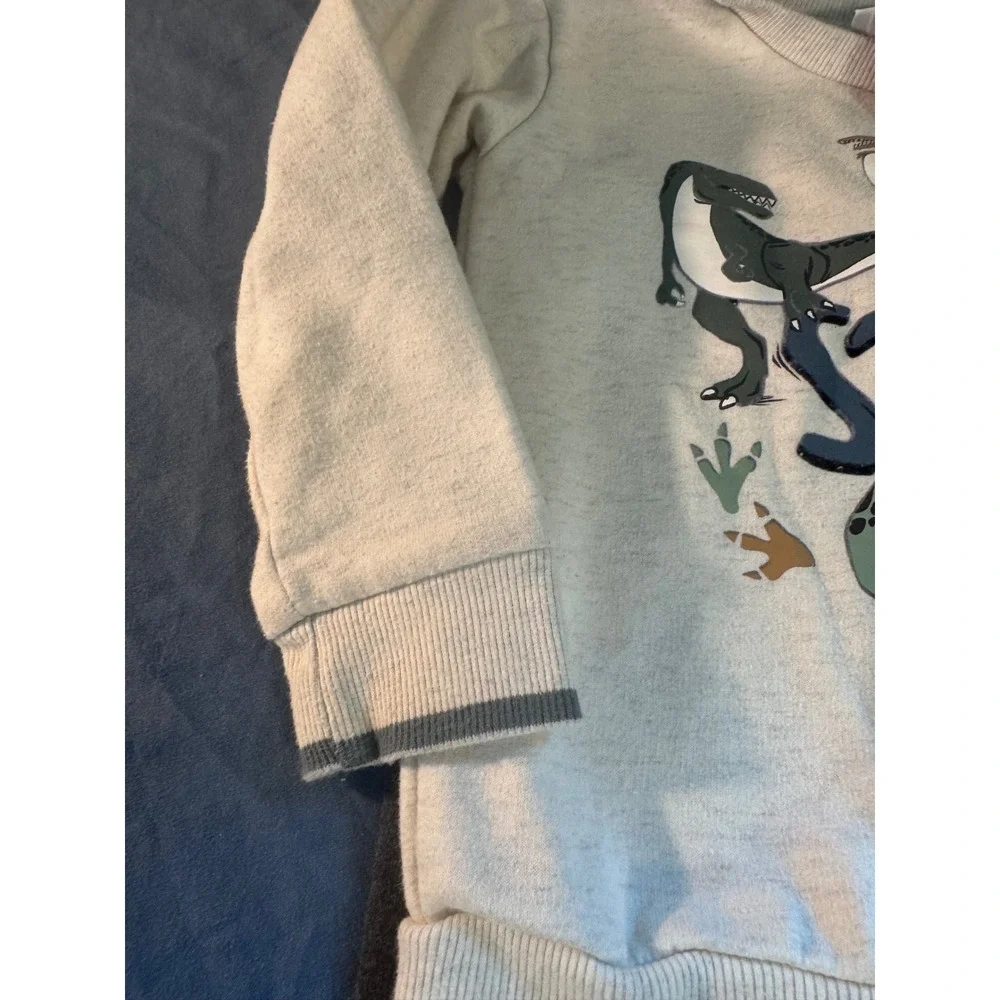 Tommy Bahama Kids 3T Dinosaur‎ Stomp Sweatshirt and Joggers Set Grey Oatmeal